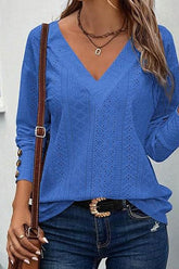 Women's Tops Dressy Casual V Neck Long Sleeve